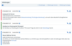 Mgliche Mitteilungen im Schulbereich