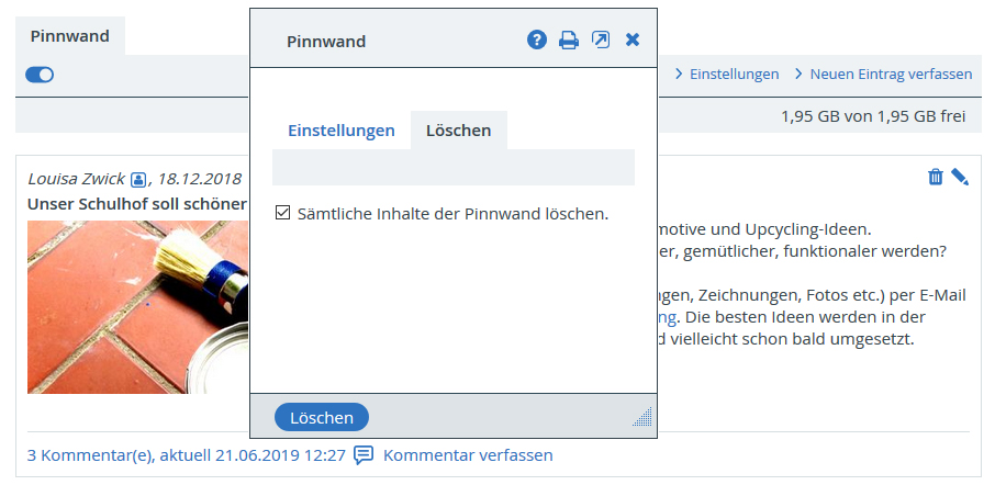 Pinnwand-Eintrge lschen